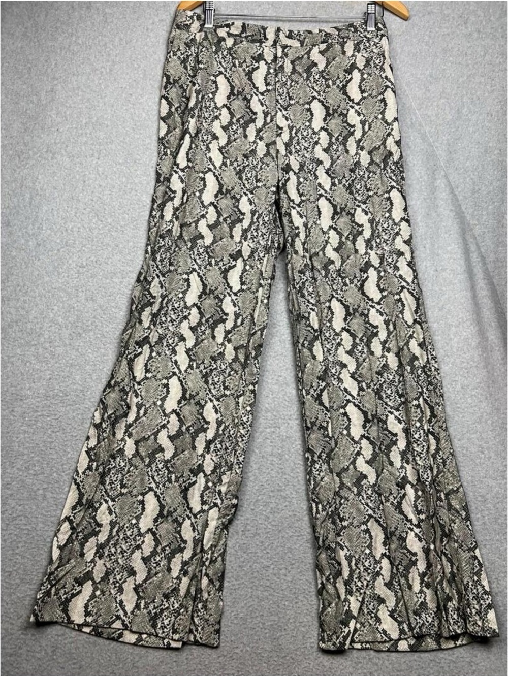 Snake Print Wide-Leg Pants - Neutral Snake